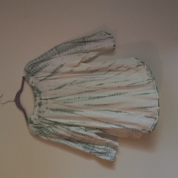Vintage America green/white  tie dye blouse, size XXL,  Vneck,embroider detail - Picture 4 of 7